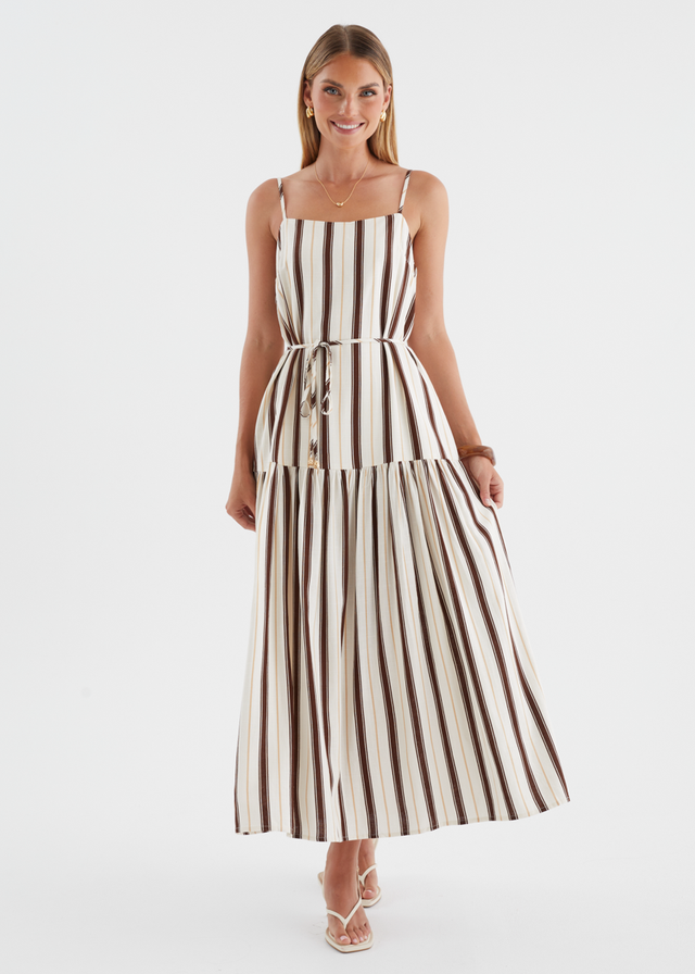 Monika Maxi Dress - Choc Stripe