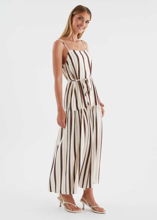 Monika Maxi Dress - Choc Stripe