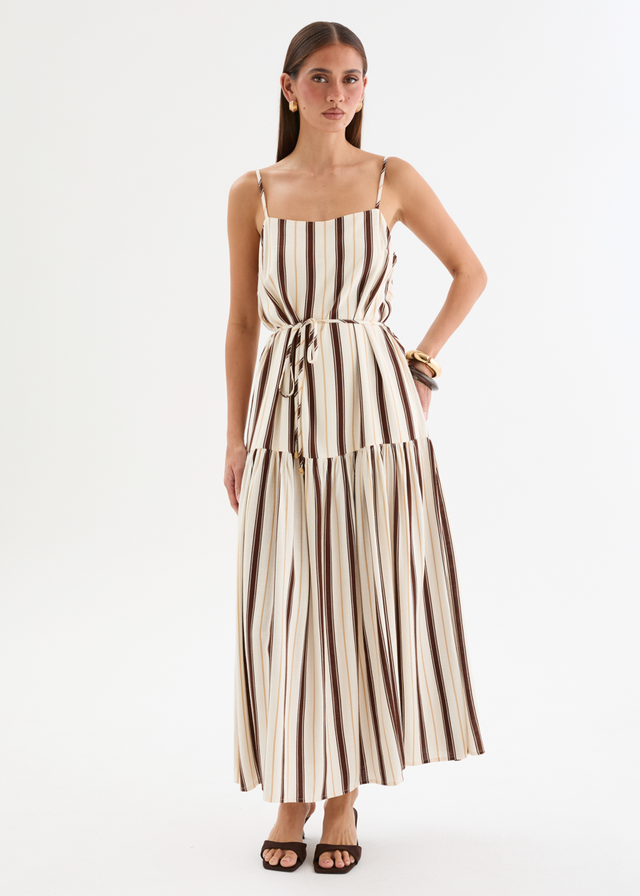 Monika Maxi Dress - Choc Stripe