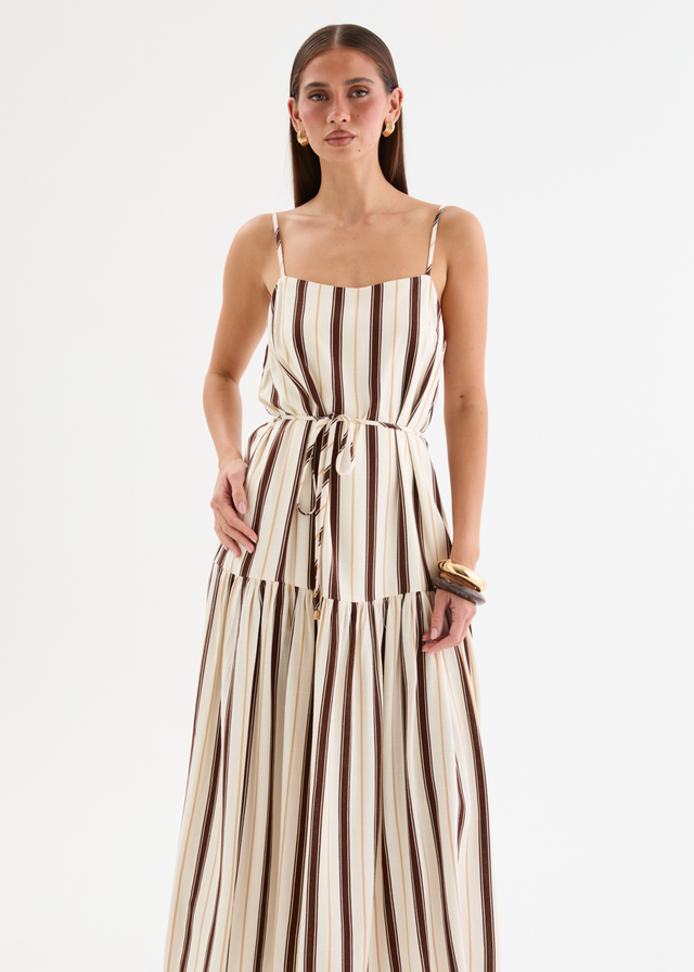 Monika Maxi Dress - Choc Stripe