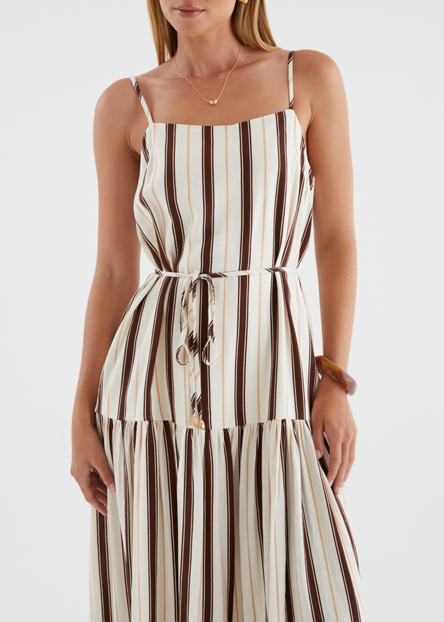 Monika Maxi Dress - Choc Stripe