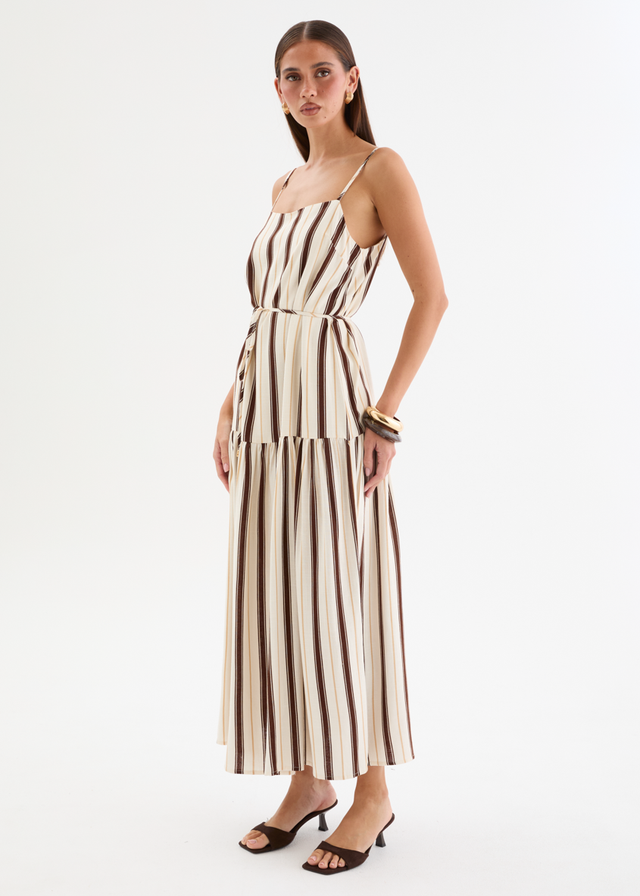 Monika Maxi Dress - Choc Stripe