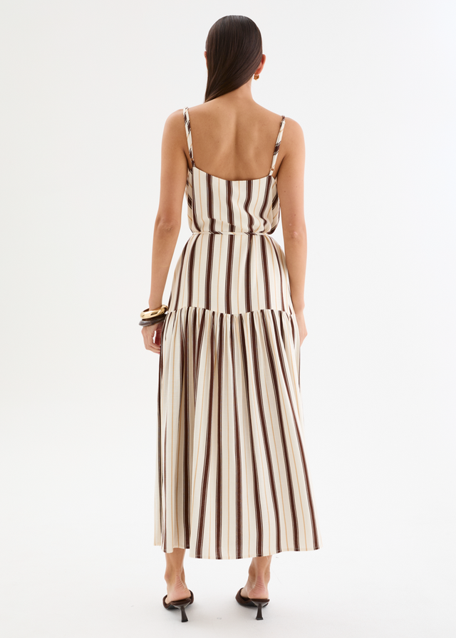 Monika Maxi Dress - Choc Stripe