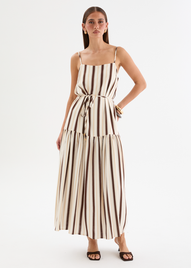 Monika Maxi Dress - Choc Stripe