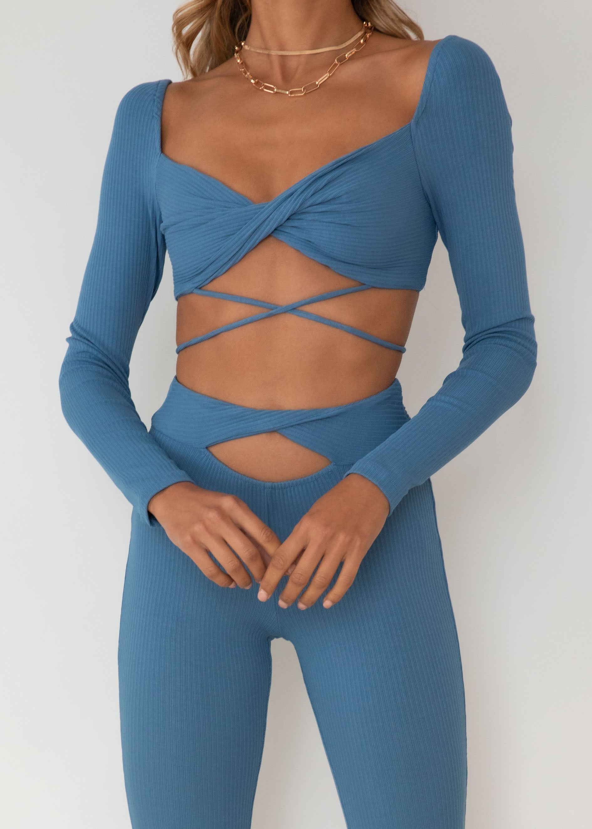 Phantom Knit Crop - Cobalt