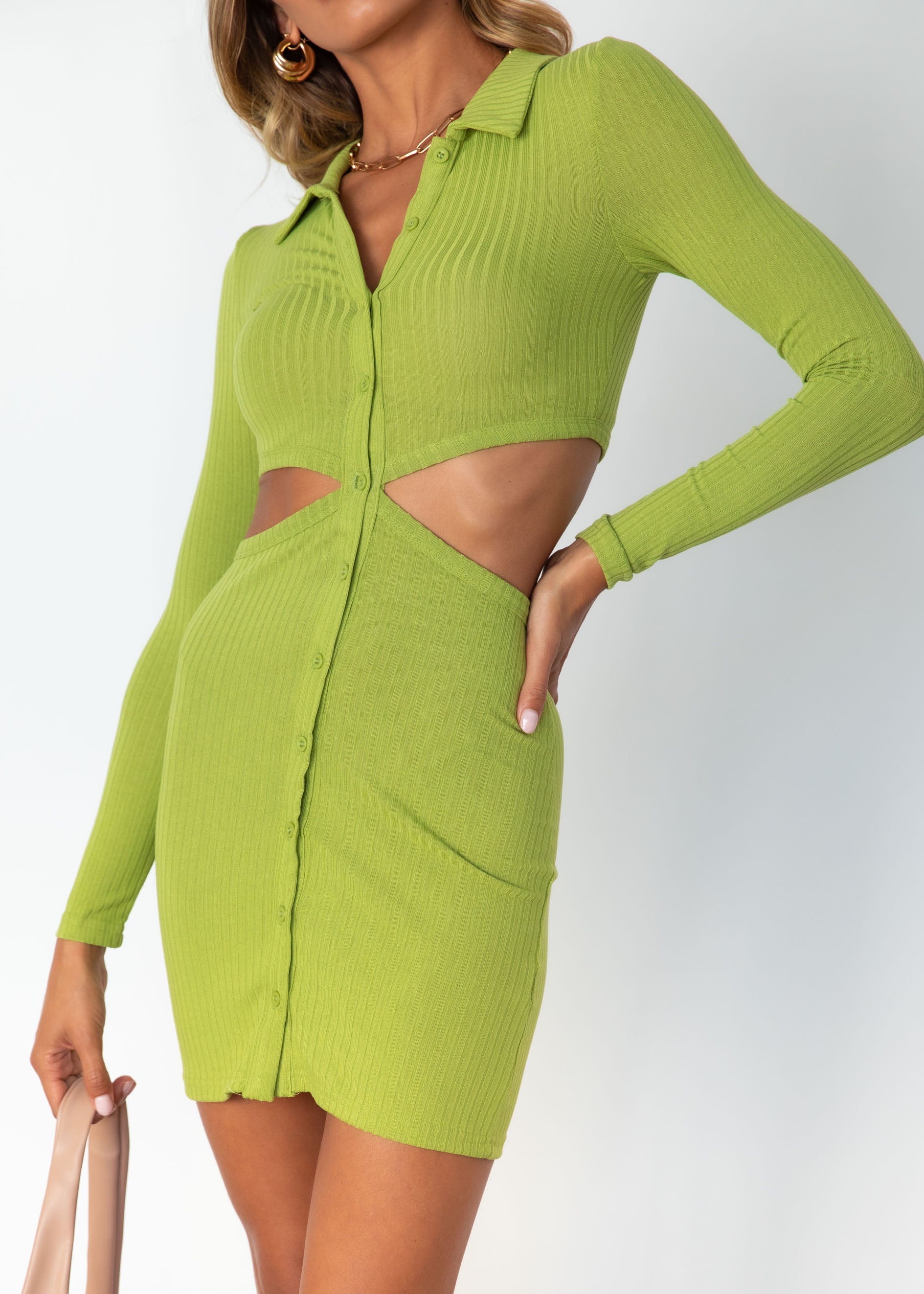 Sweet N Simple Cut Out Knit Dress - Pistachio