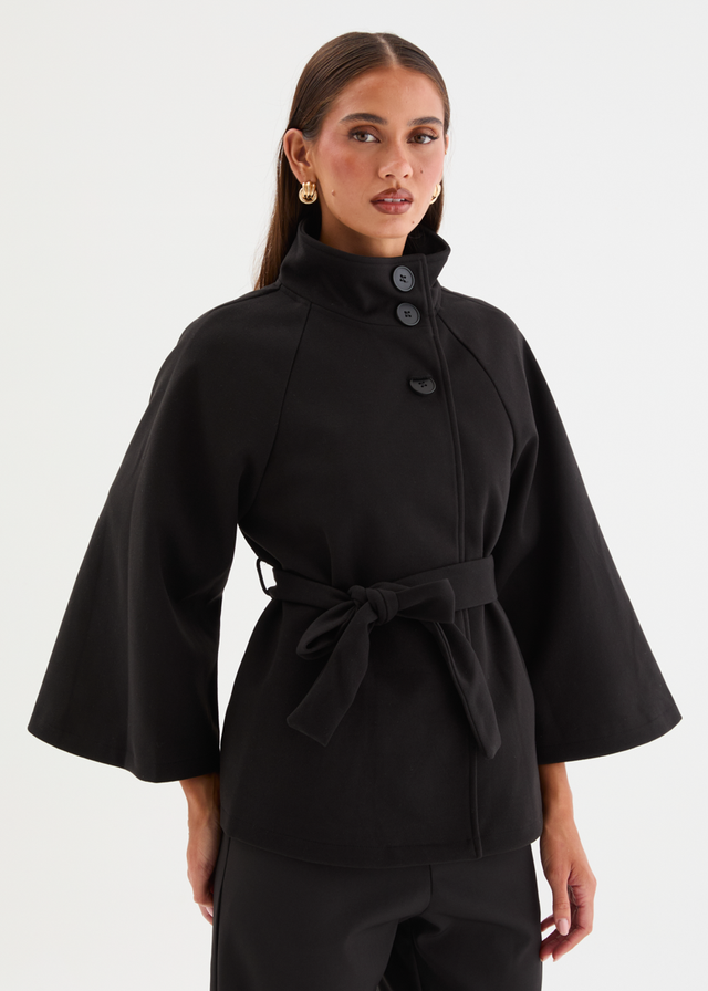 Corella Cape Coat - Black