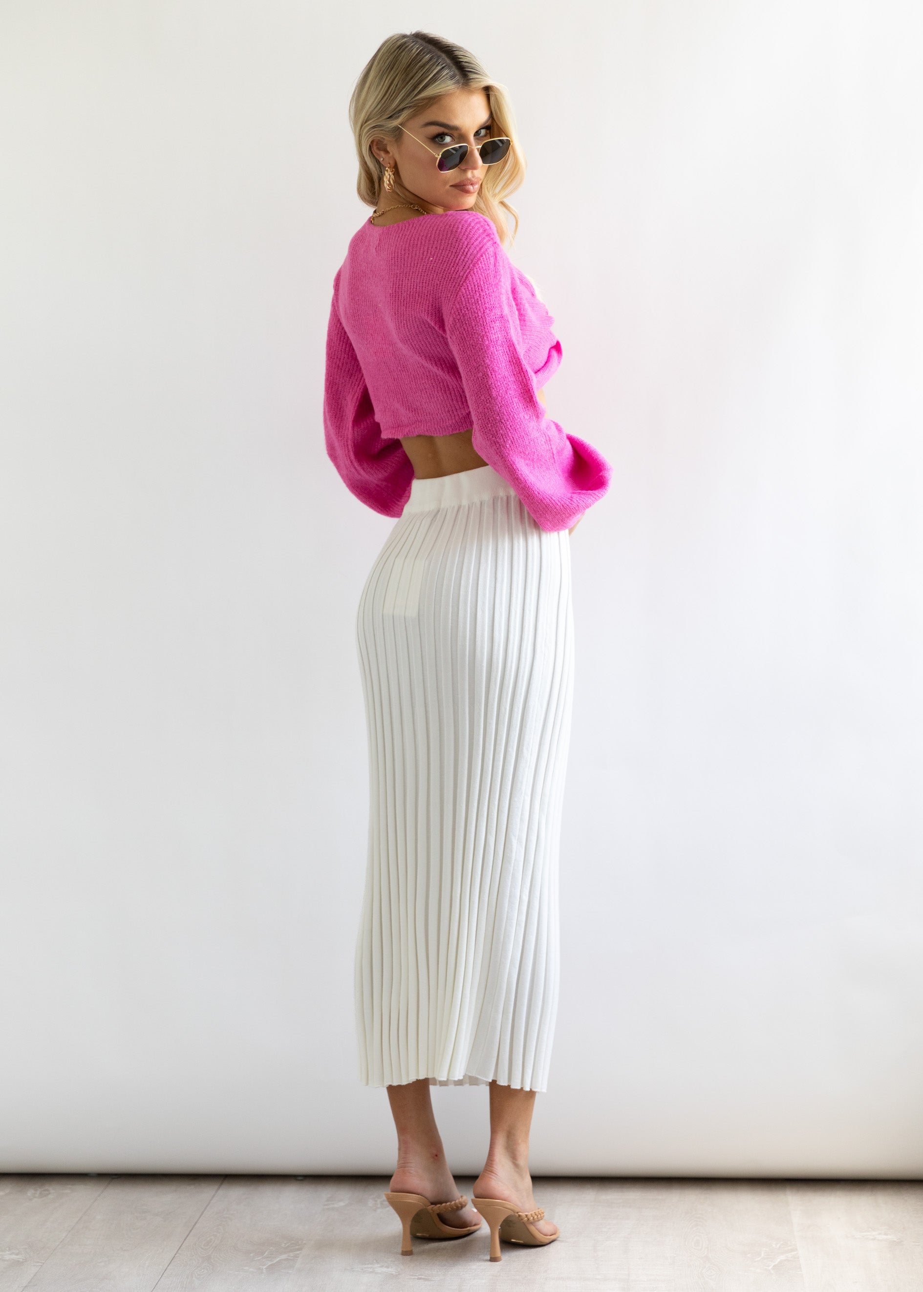 Kesor Cropped Sweater - Hot Pink