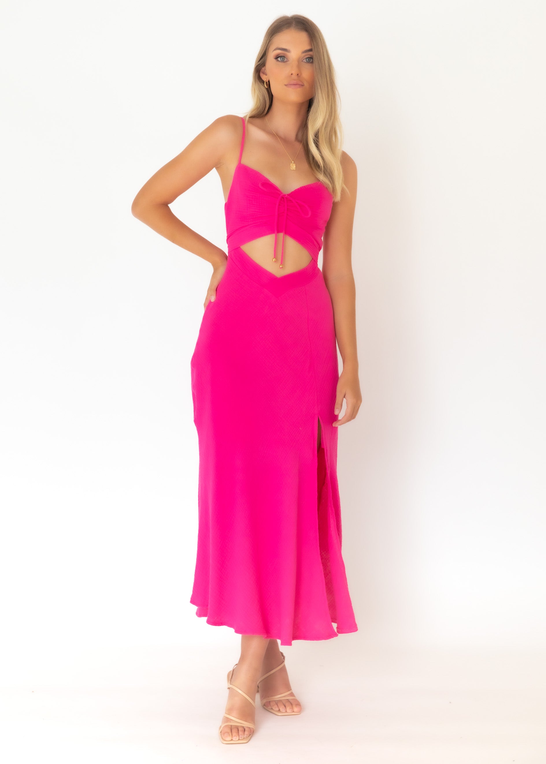 Zachary Midi Dress - Hot Pink