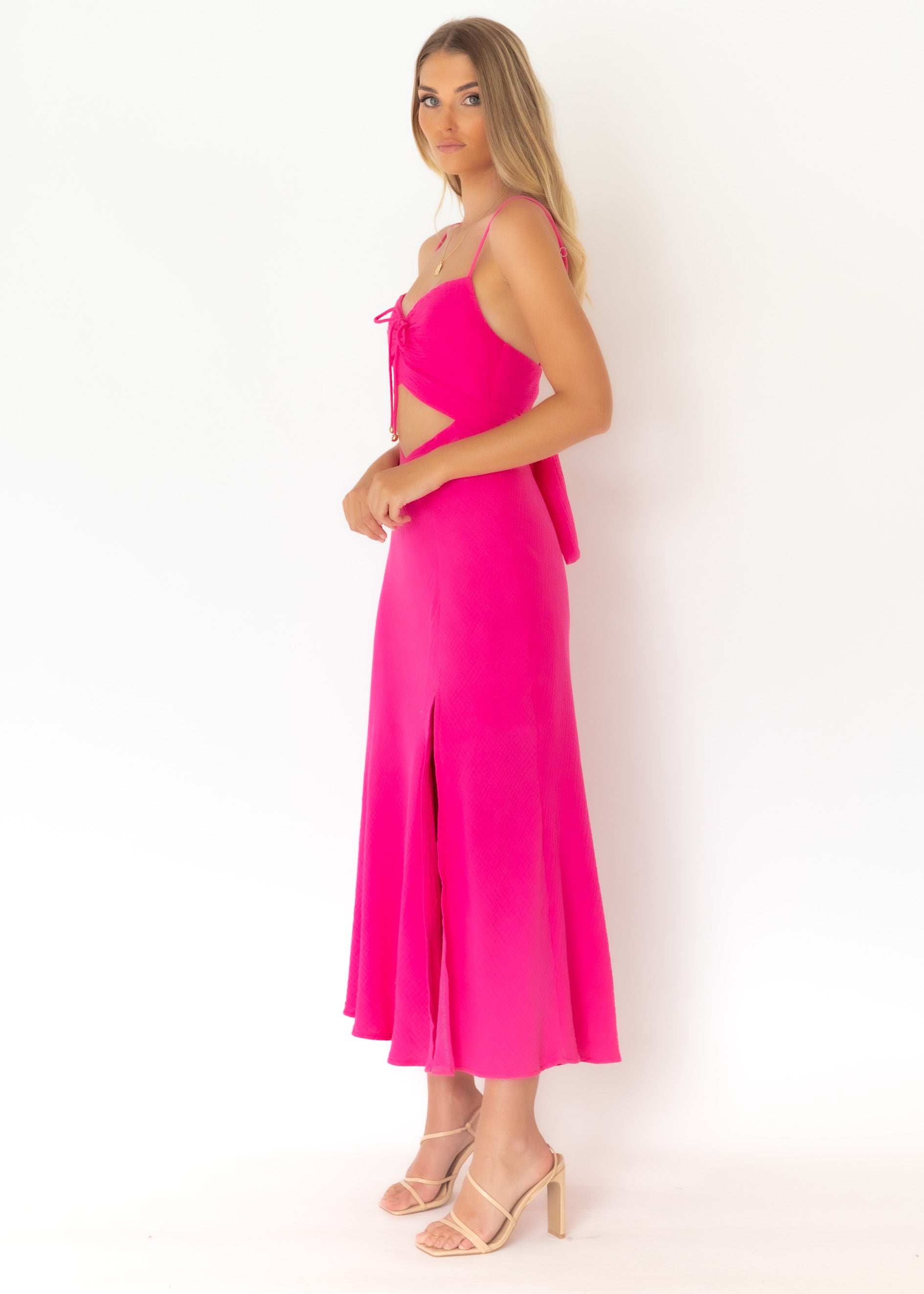 Zachary Midi Dress - Hot Pink