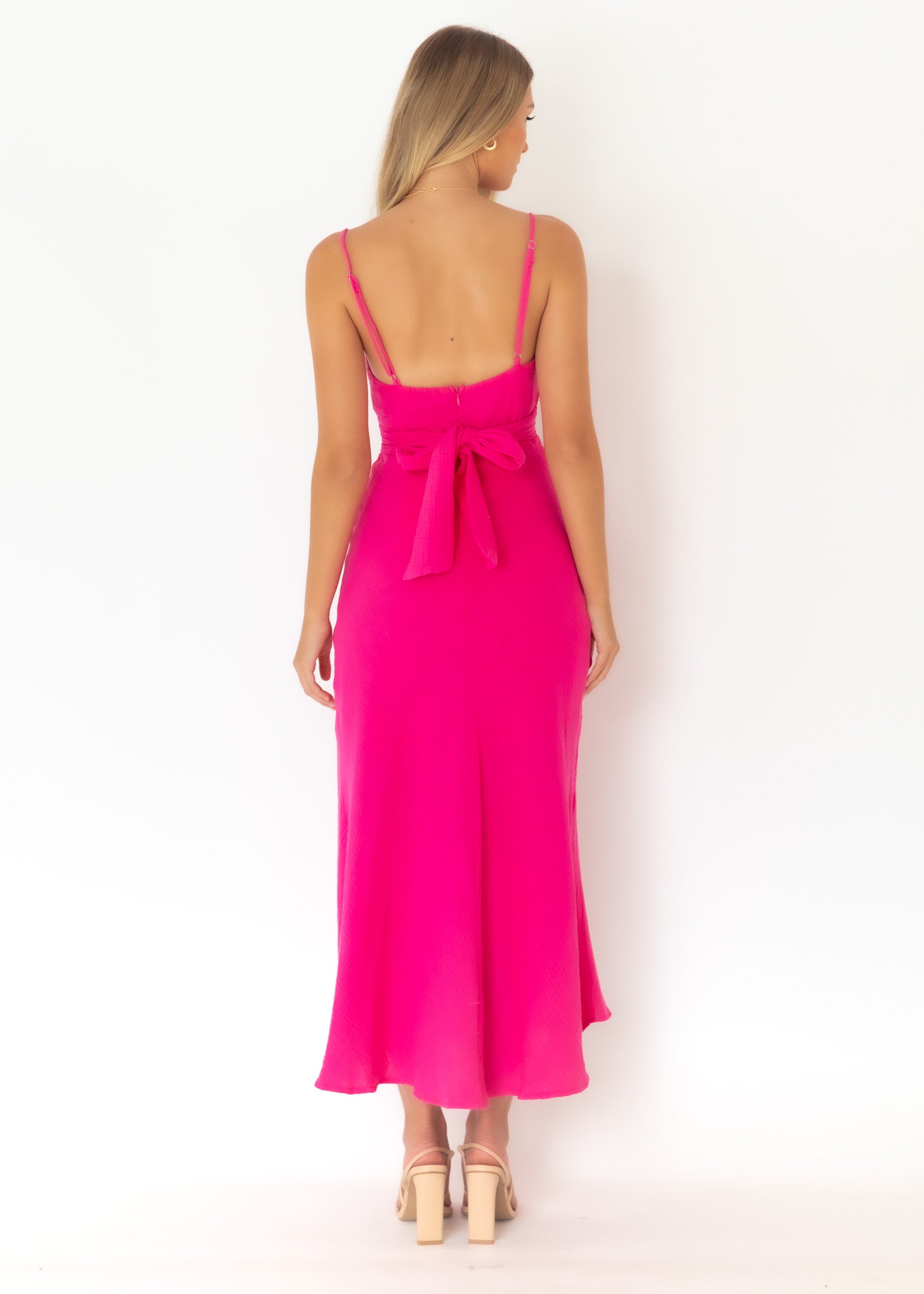 Zachary Midi Dress - Hot Pink