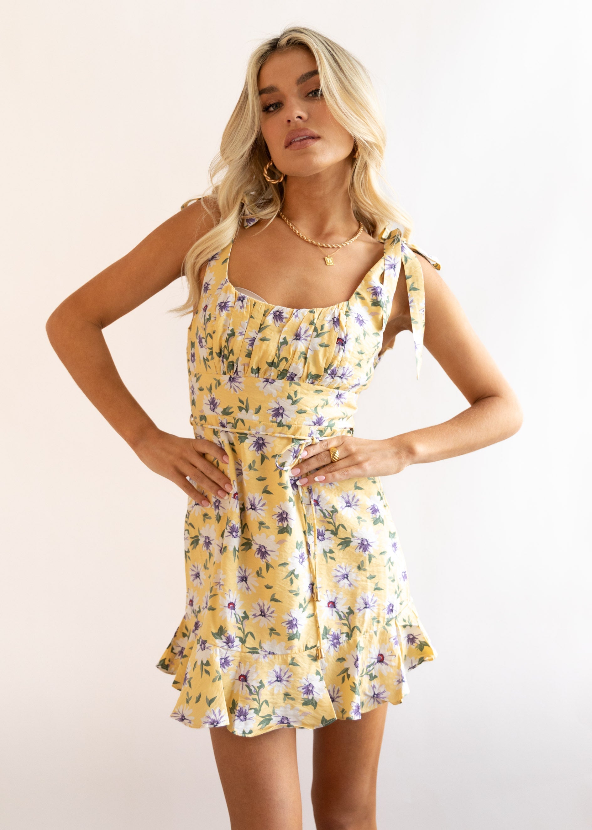 Chrissa Mini Dress - Lemon Flowers