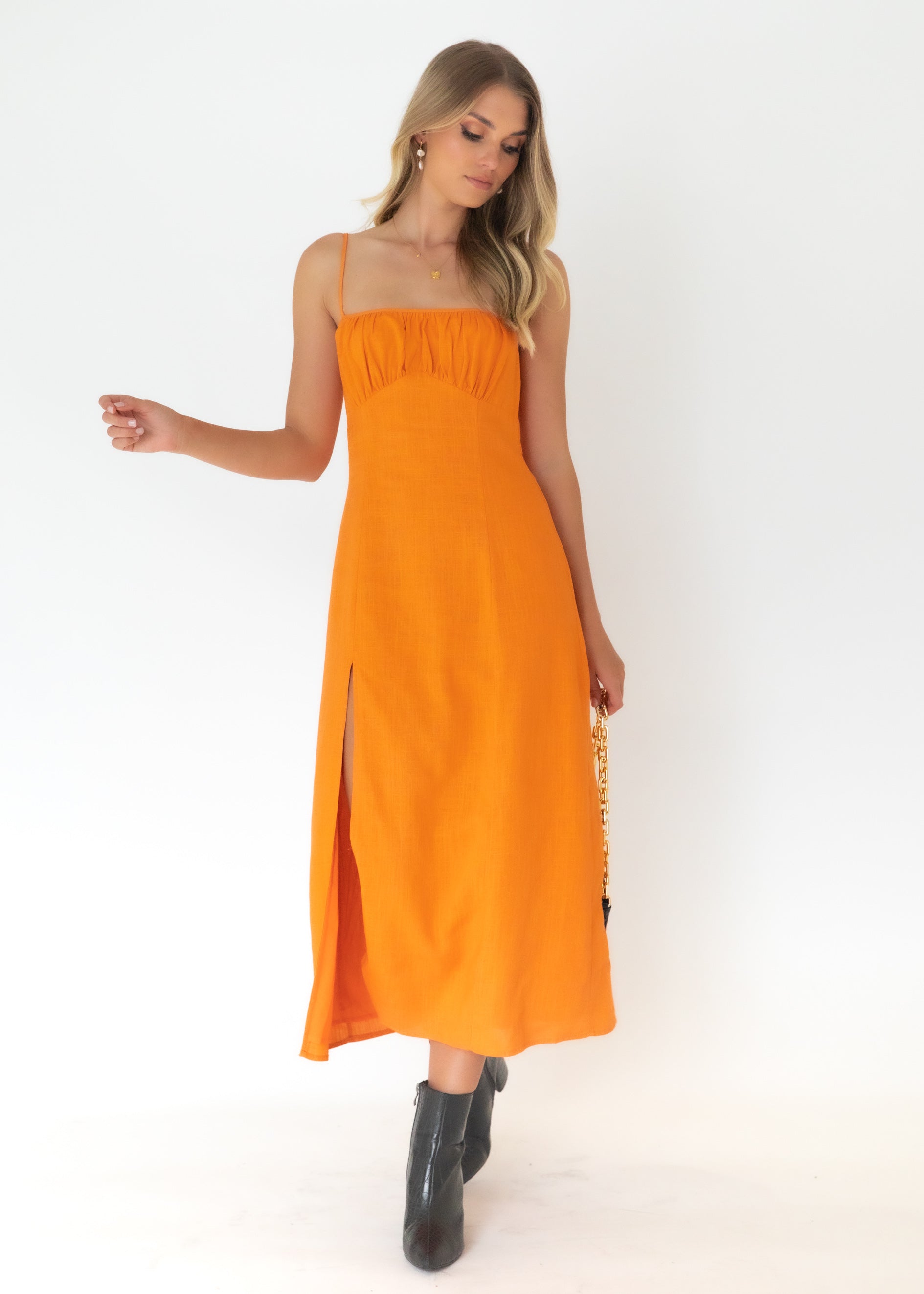 Kodi Midi Dress - Tangerine