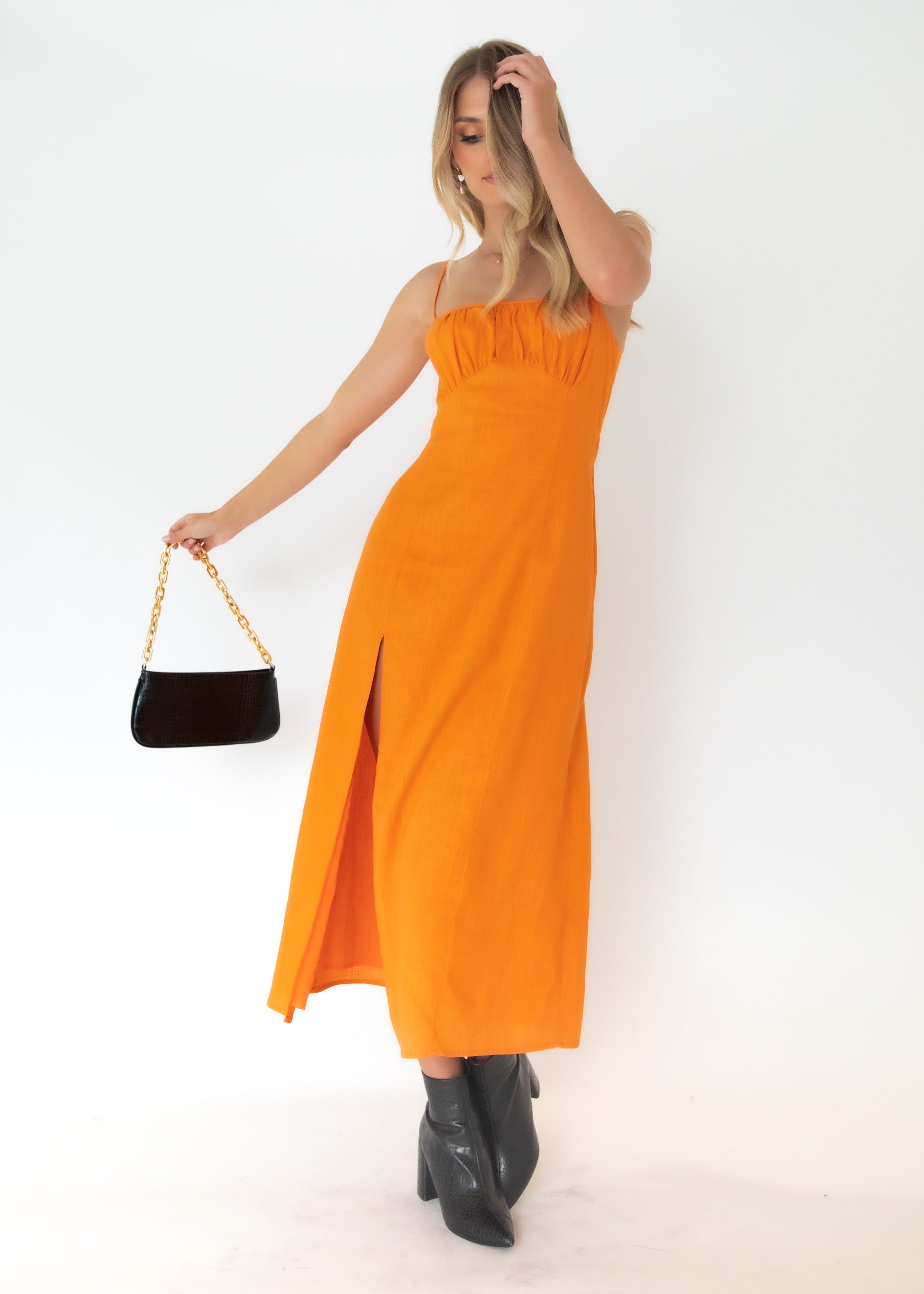 Kodi Midi Dress - Tangerine