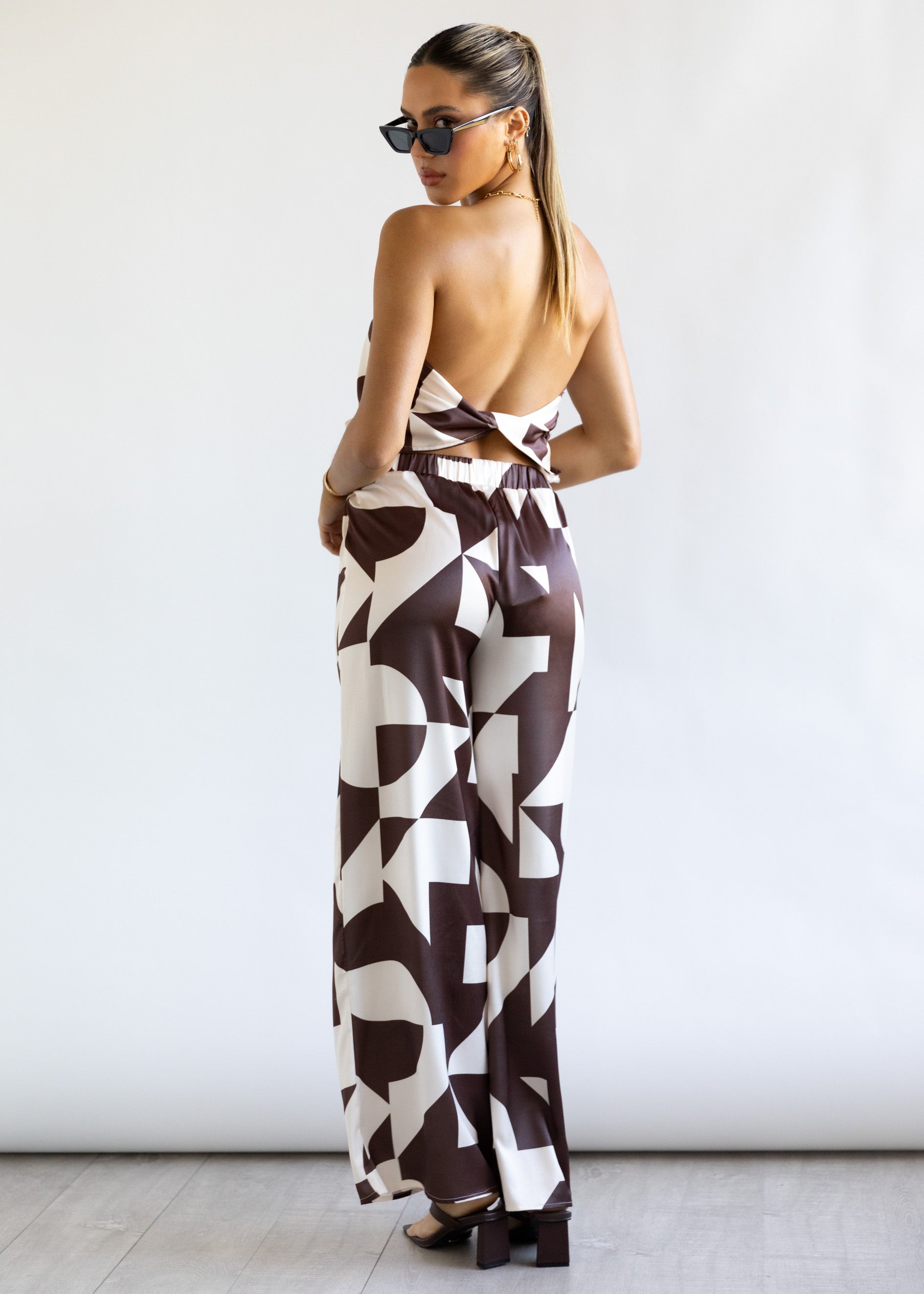 Hendon Strapless Top - Chocolate Geo