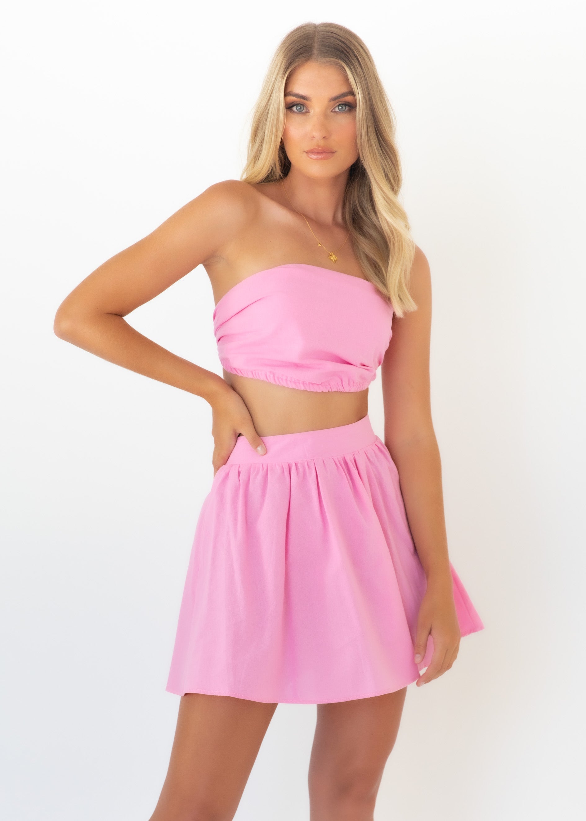 Miranda Strapless Crop - Pink