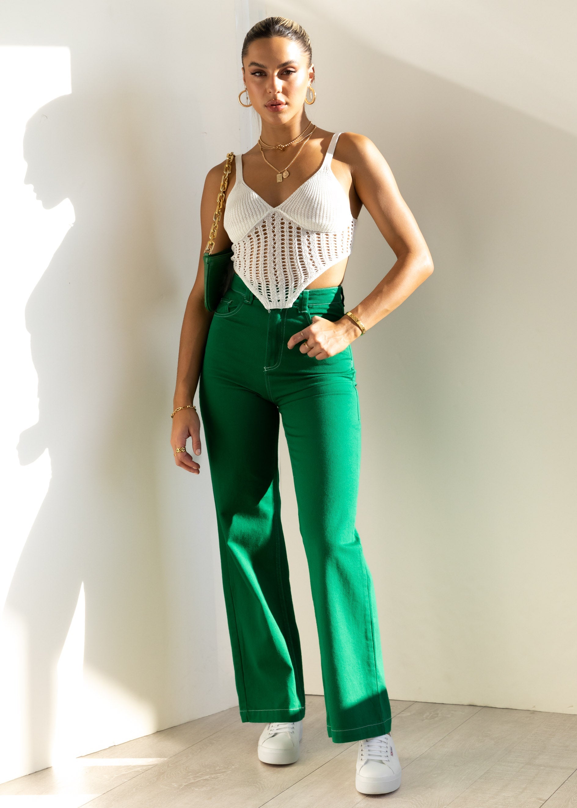 Texah Wide Leg Jeans - Green