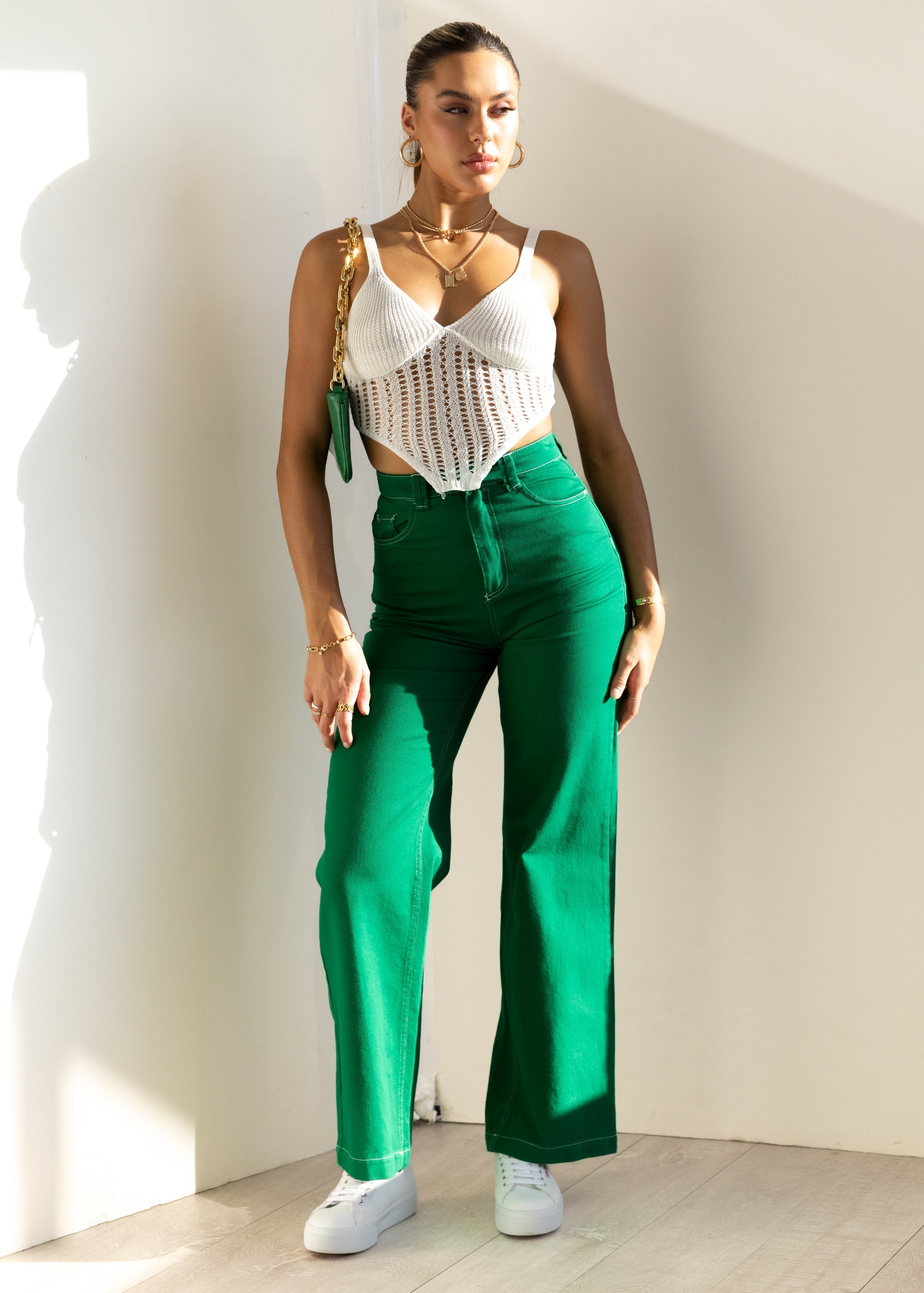 Texah Wide Leg Jeans - Green