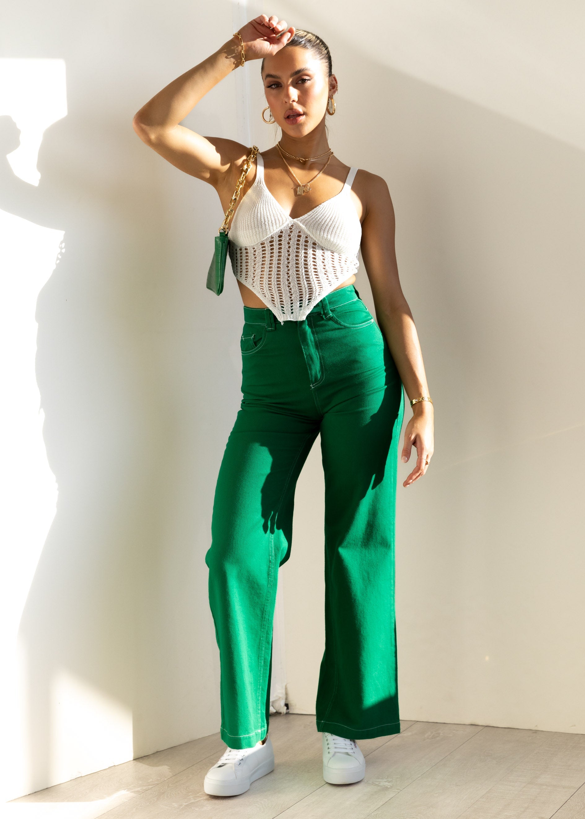 Texah Wide Leg Jeans - Green