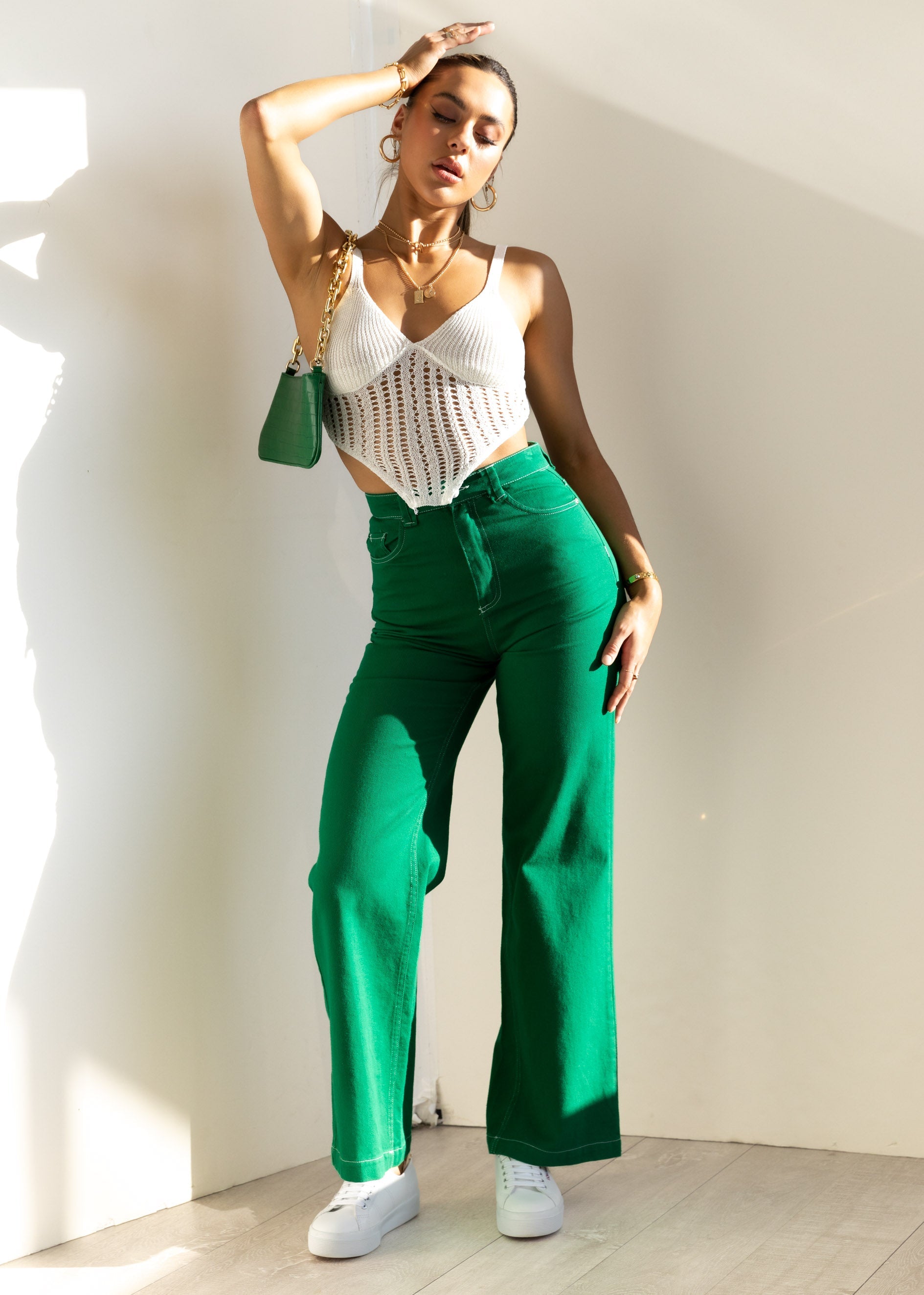 Texah Wide Leg Jeans - Green