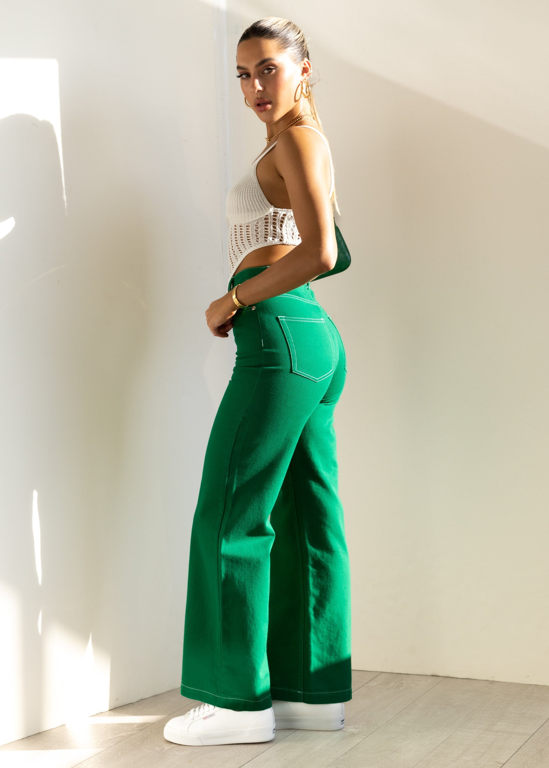 Texah Wide Leg Jeans - Green