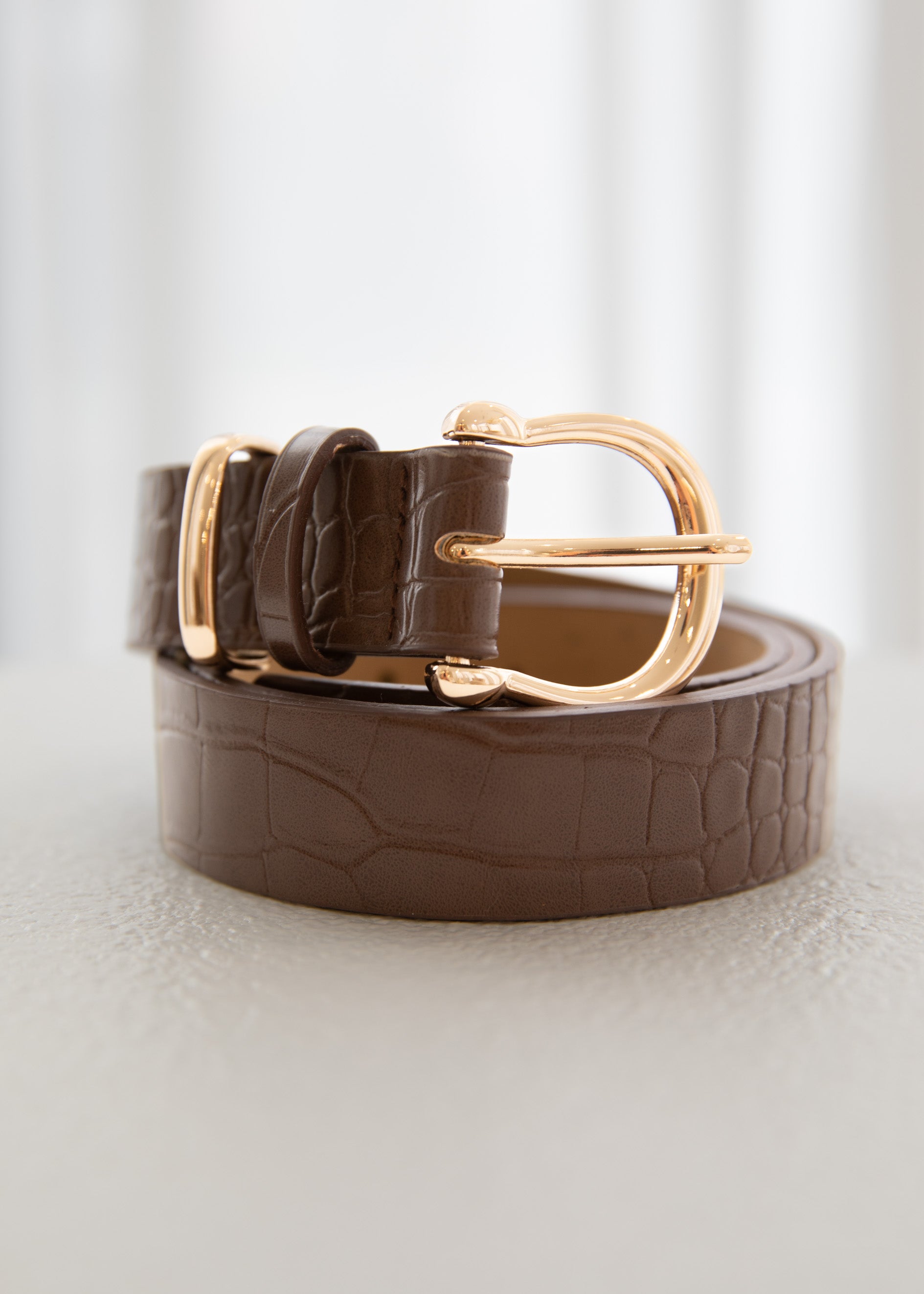 Narelle Buckle Belt - Chocolate Croc