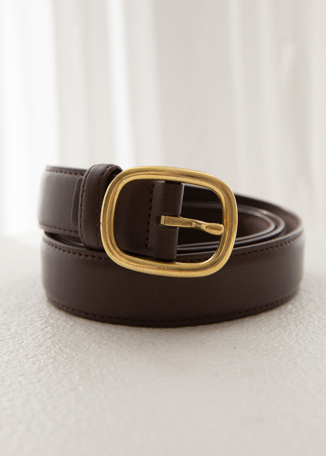 Yalani Leather Look Belt - Chocolate