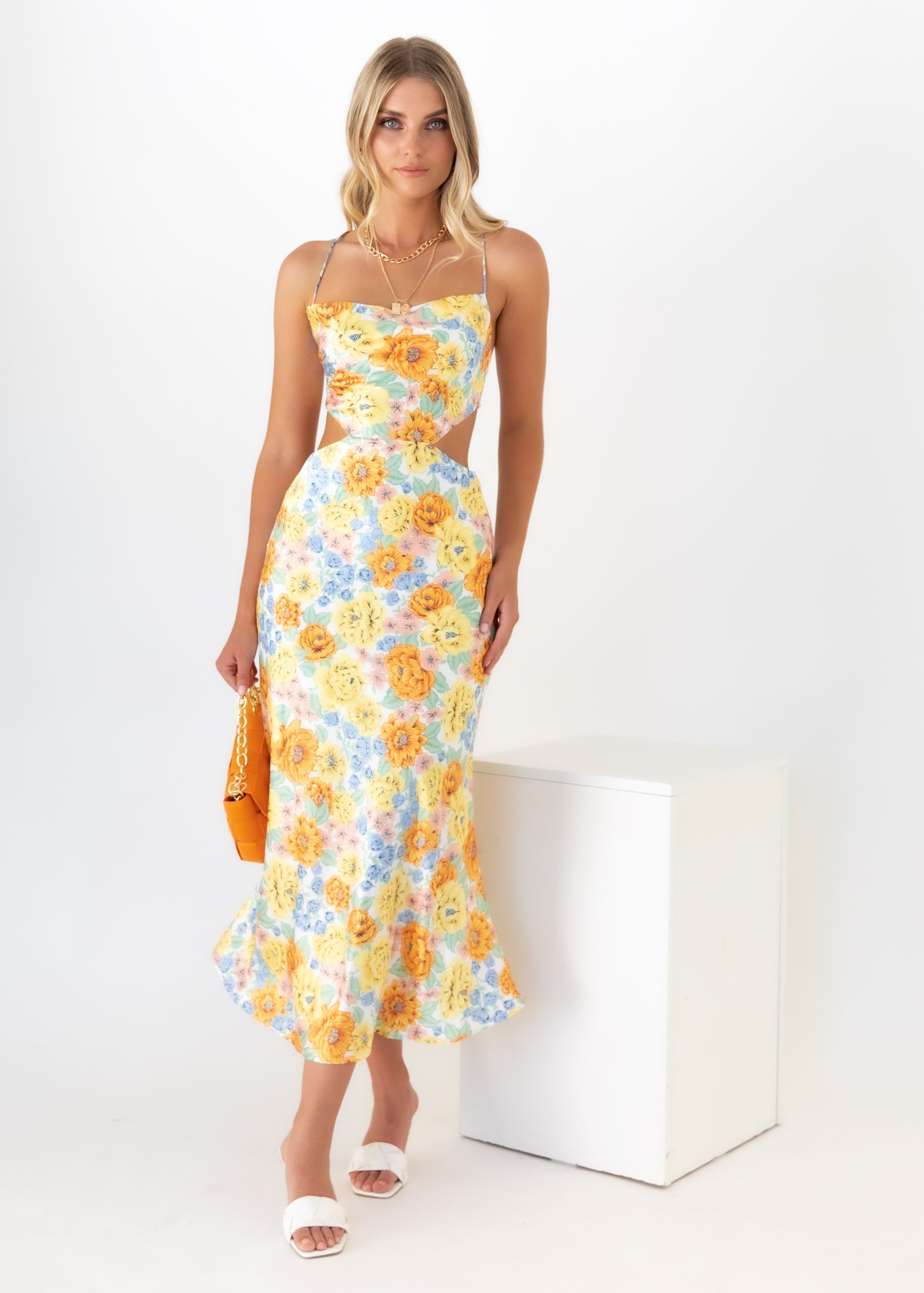 True Beauty Midi Dress - Yellow Floral