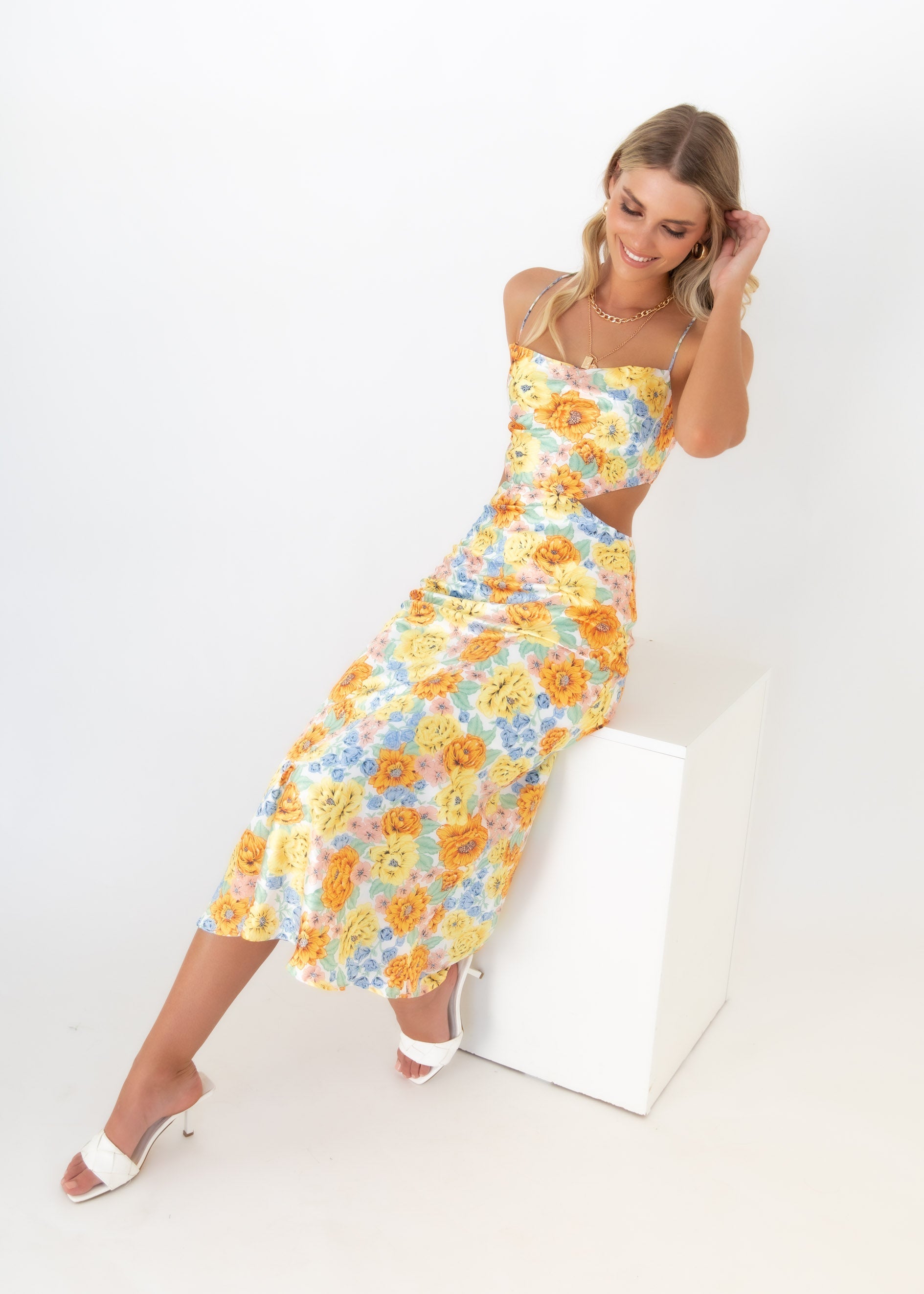 True Beauty Midi Dress - Yellow Floral