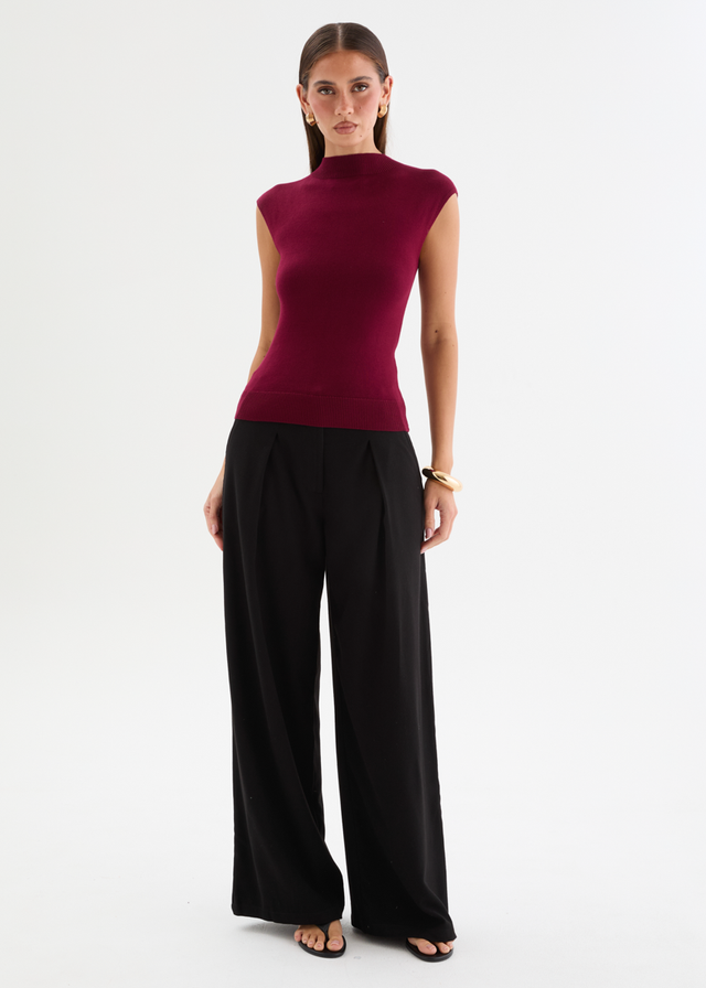 Sweeney Knit Top - Burgundy