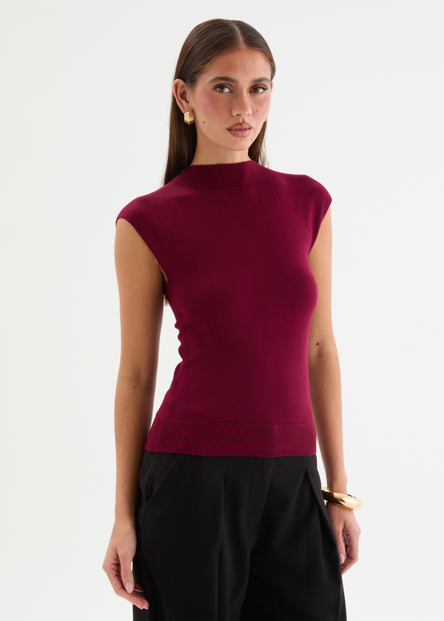Sweeney Knit Top - Burgundy
