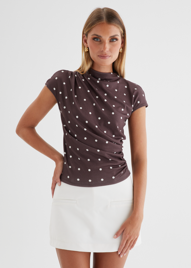 Emmaley Top - Espresso Polka