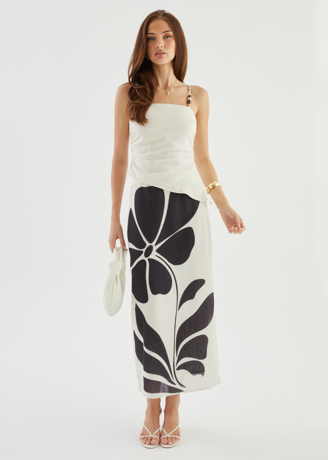 Elodie Midi Skirt - Noir Fleur