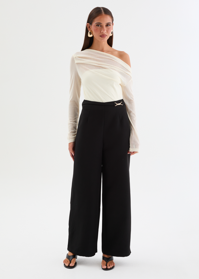 Kaliah Drop Shoulder Mesh Top - Ivory
