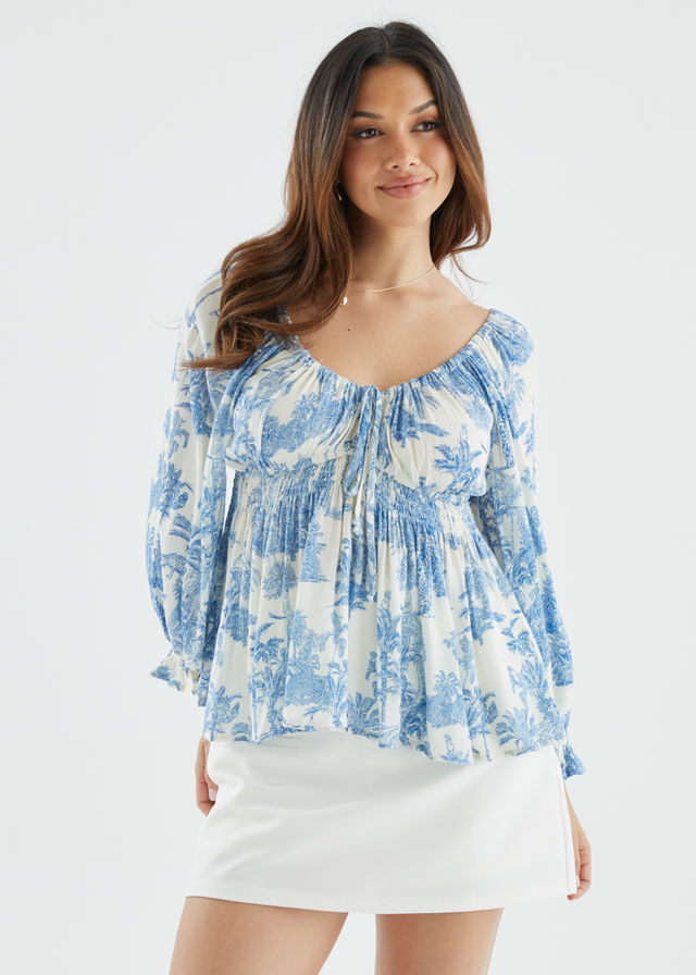 Roylene Blouse - Blue Safari