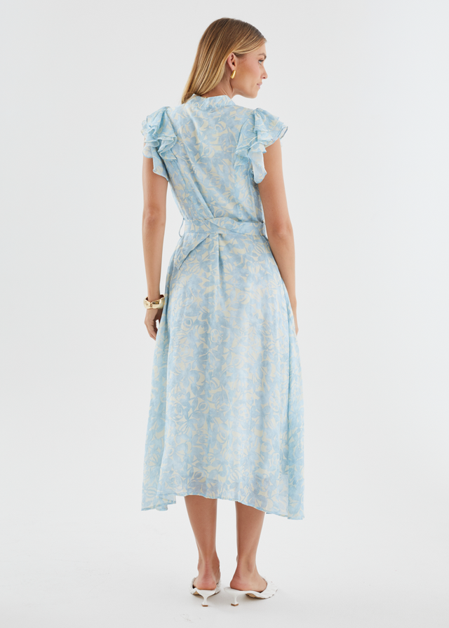 Cassia Midi Dress - Sky Blue Floral