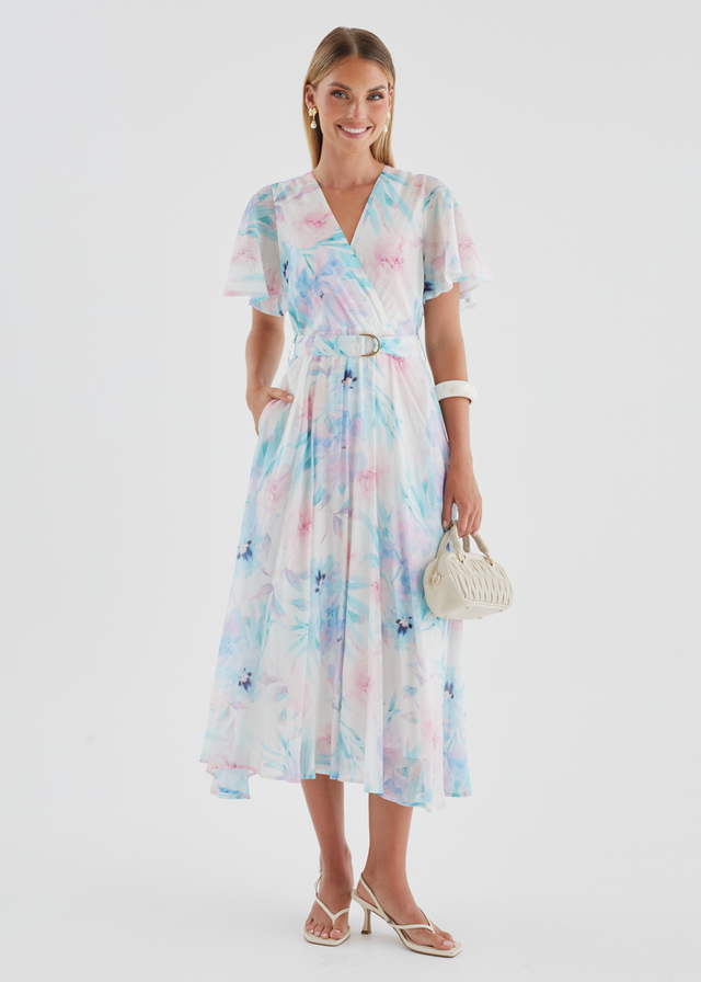 Zanzibar Midi Dress - Blue Floral