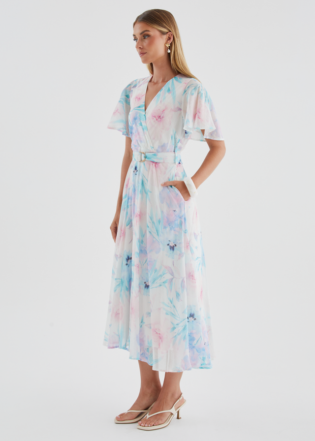 Zanzibar Midi Dress - Blue Floral