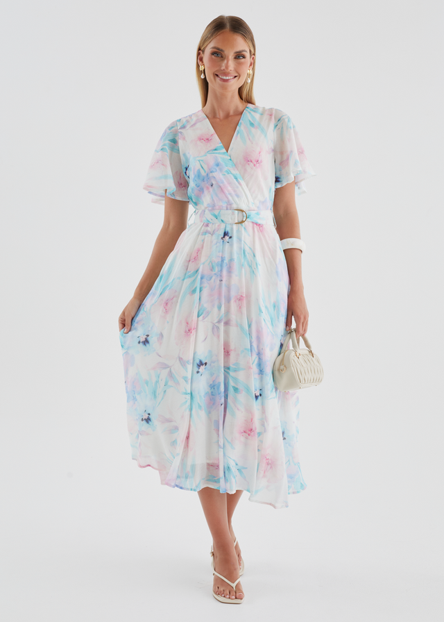 Zanzibar Midi Dress - Blue Floral