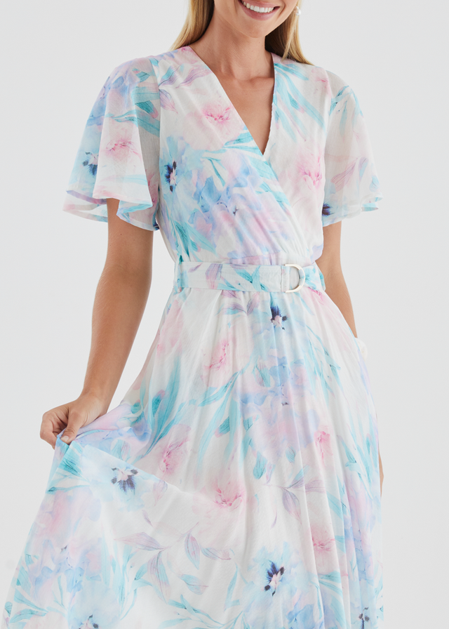 Zanzibar Midi Dress - Blue Floral
