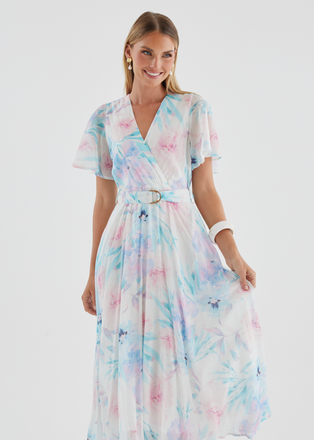 Zanzibar Midi Dress - Blue Floral