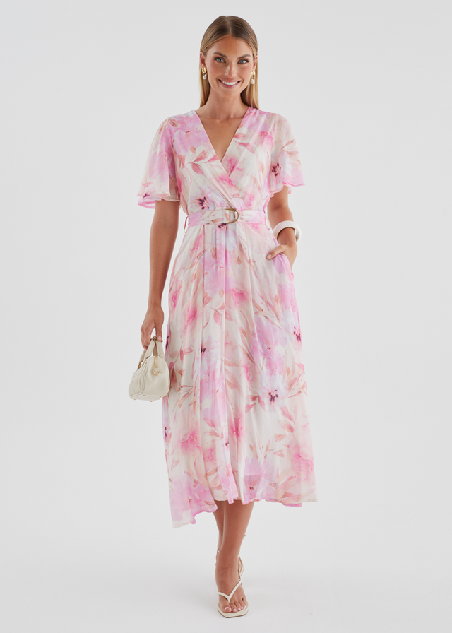 Zanzibar Midi Dress - Pink Floral