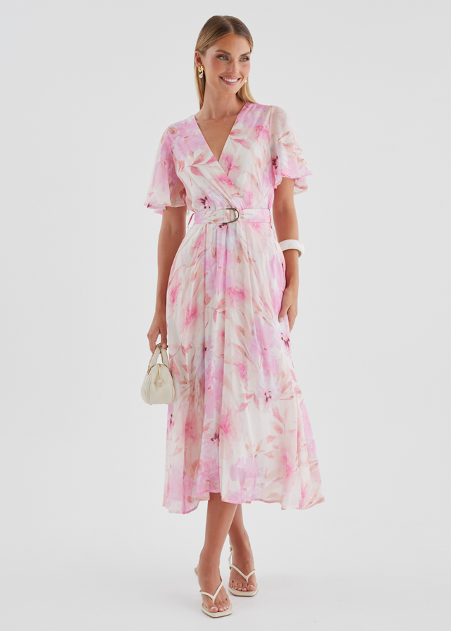 Zanzibar Midi Dress - Pink Floral