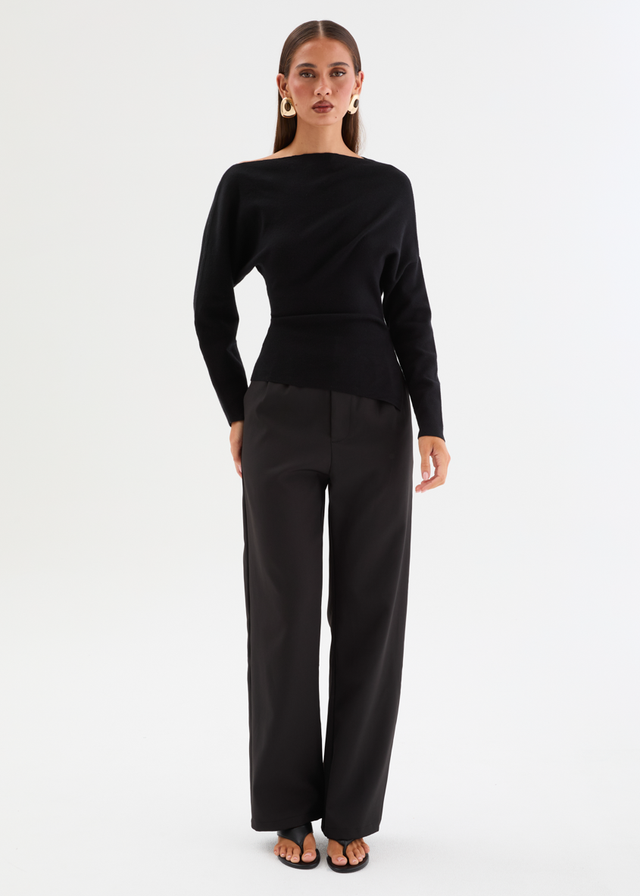 Willowly One Shoulder Knit Top - Black