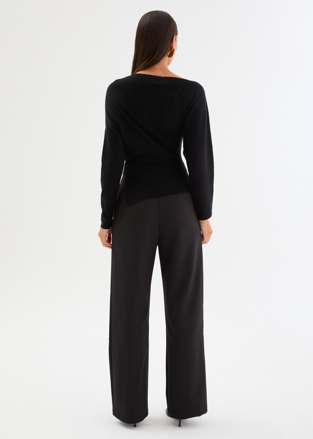 Willowly One Shoulder Knit Top - Black