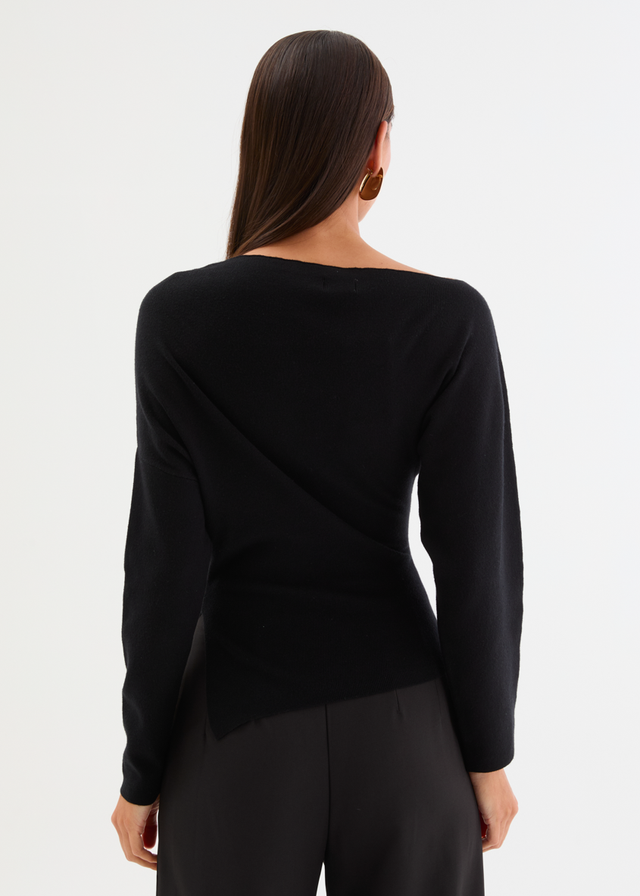 Willowly One Shoulder Knit Top - Black