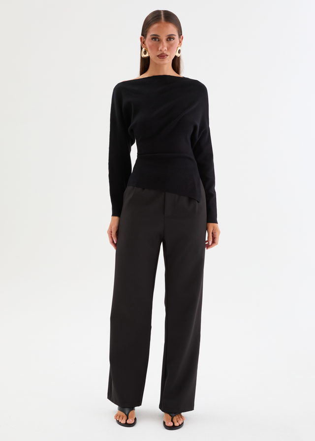Willowly One Shoulder Knit Top - Black