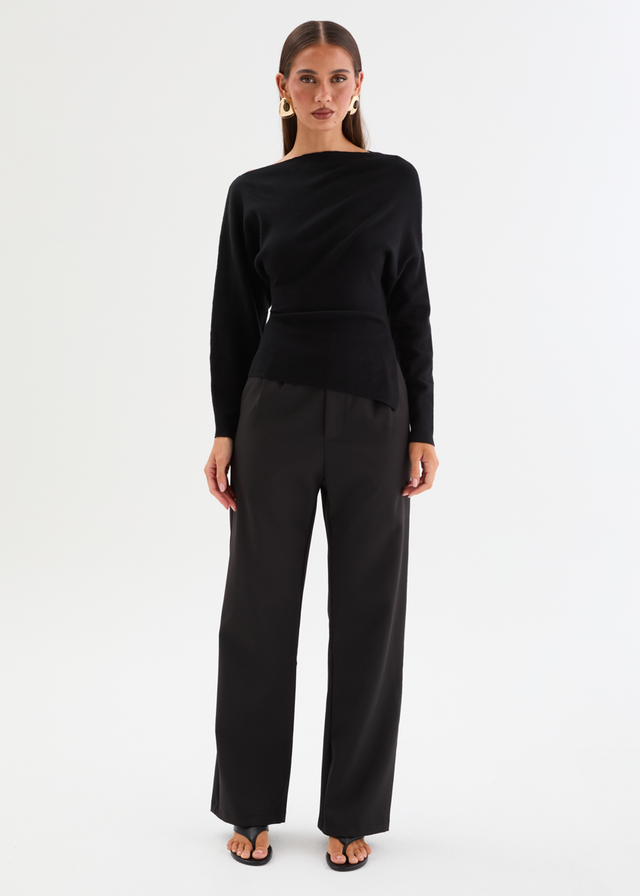 Willowly One Shoulder Knit Top - Black