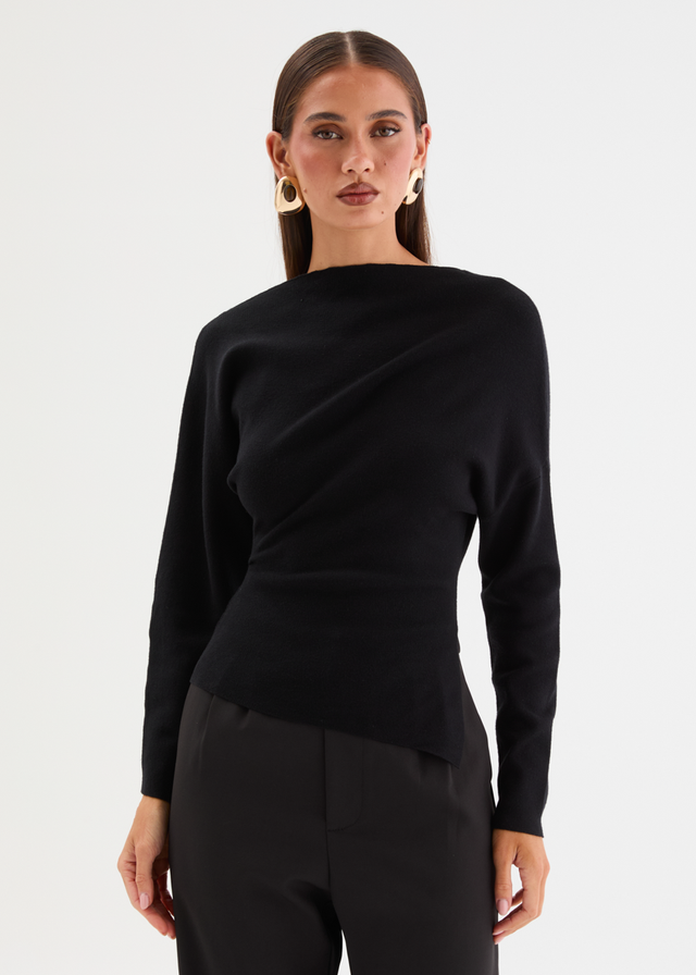 Willowly One Shoulder Knit Top - Black
