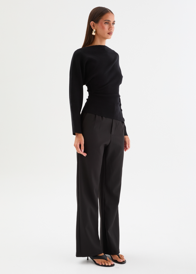 Willowly One Shoulder Knit Top - Black